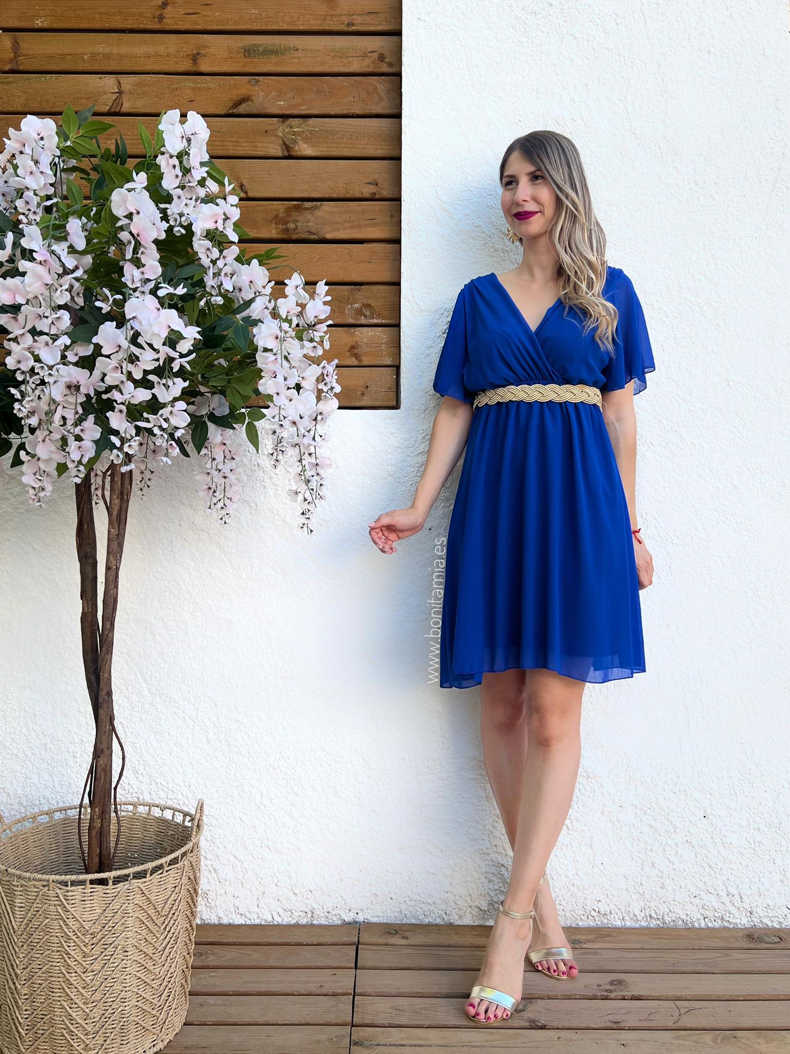 Vestido corto gasa azul • La Tienda de Luca
