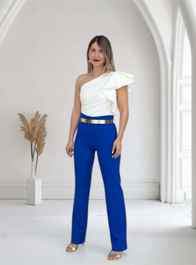 Pantalón recto azul tinta