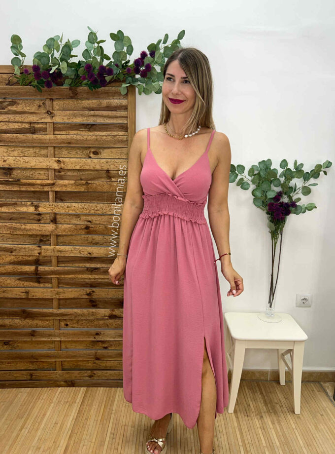 Vestido rizo rosa