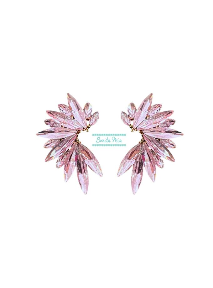Pendientes Media Luna Rosa