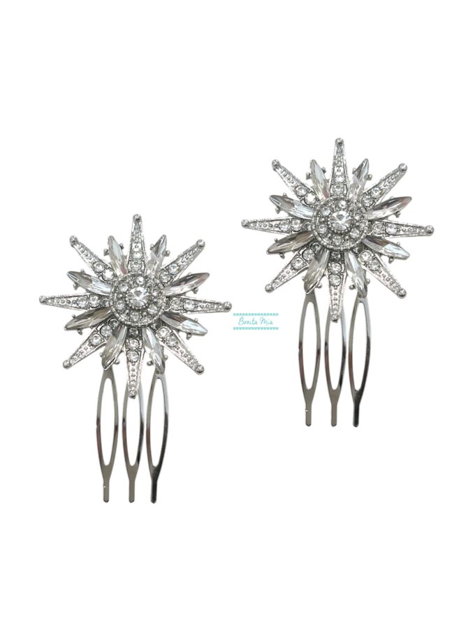 Pack peinetas strass plata