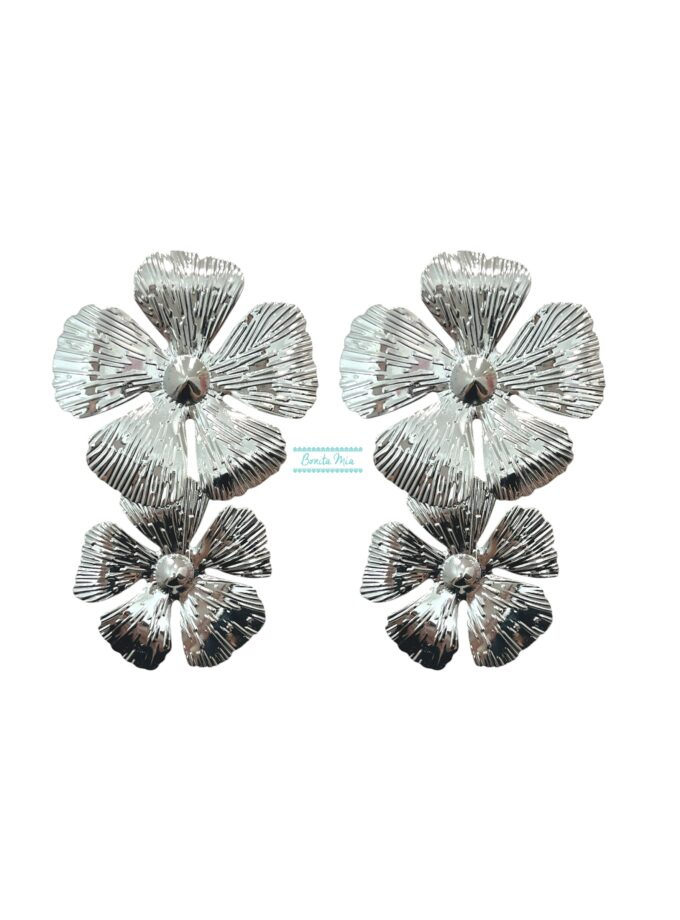 Pendientes flor doble plata