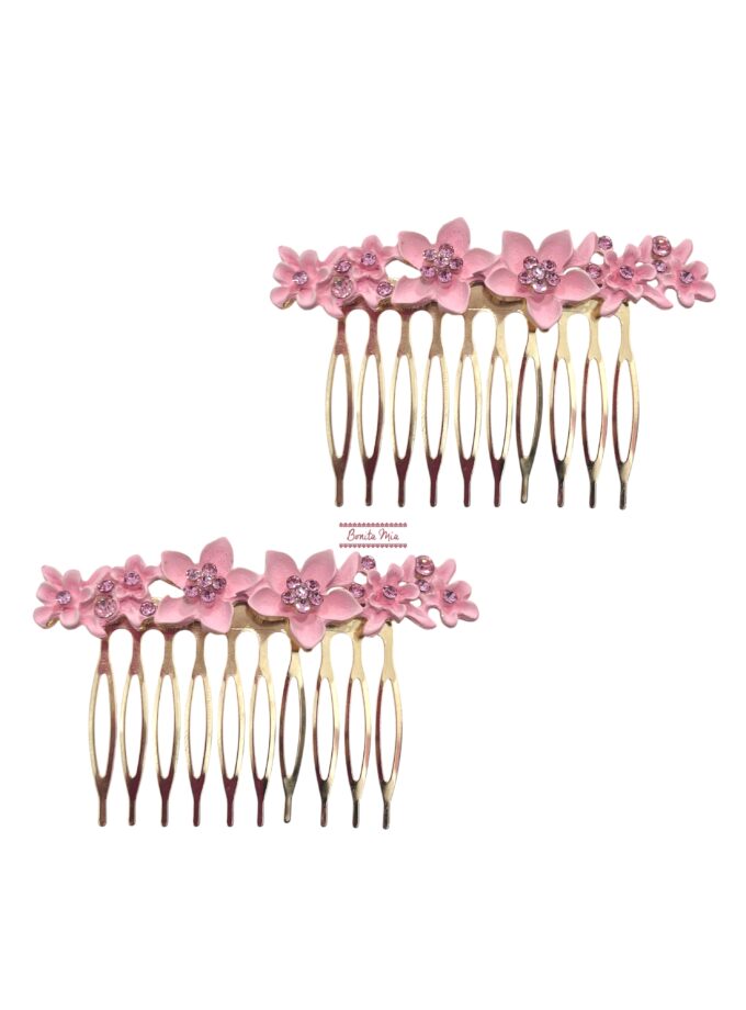 Pack peinetas flores rosa
