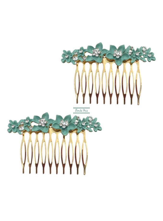 Pack peinetas flores menta