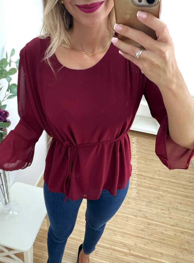 Blusa gasa burdeos