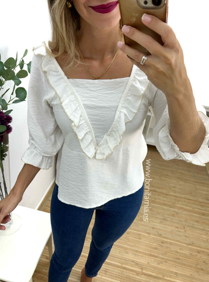 Blusa volante blanca