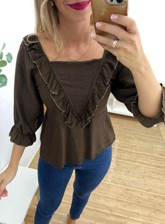 Blusa volante chocolate