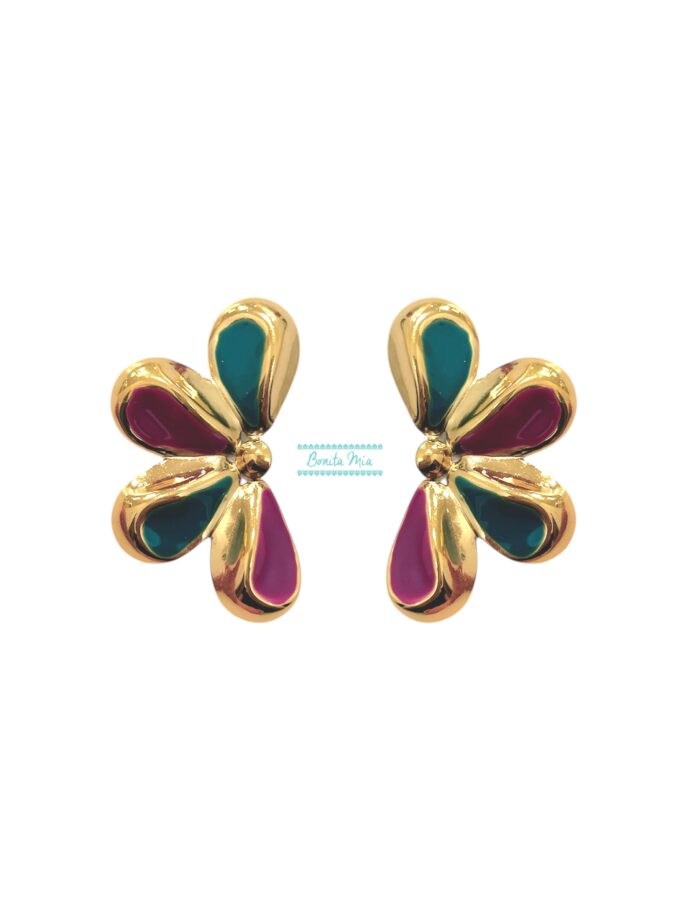 Pendientes flor bicolor