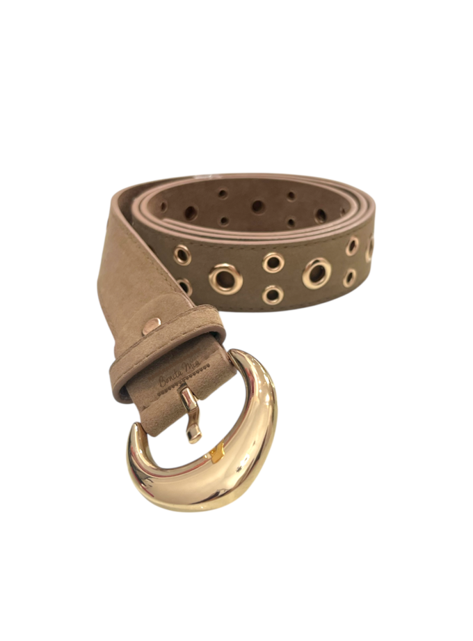 Cinturón taupe tacha