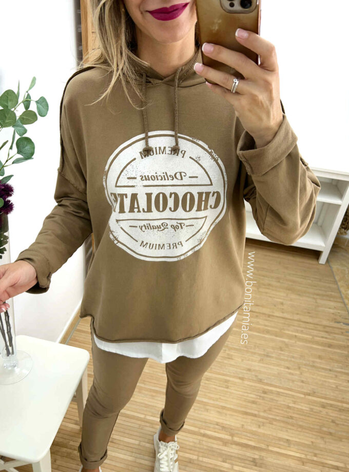 Sudadera chocolate camel