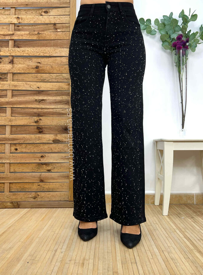 Jeans strass negro