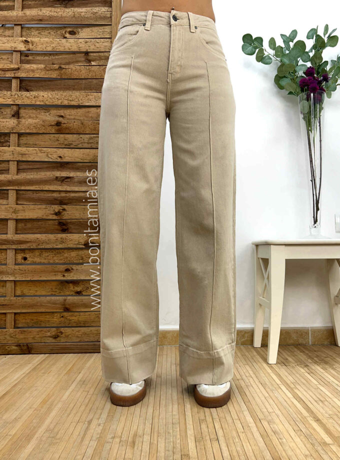 Jeans wide leg beige