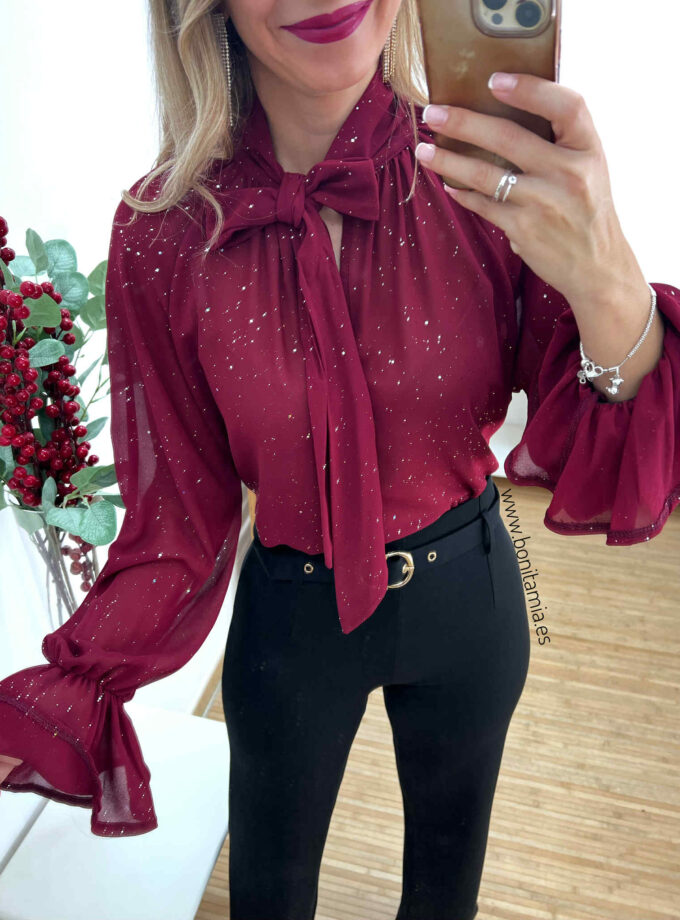 Camisa brillo burdeos