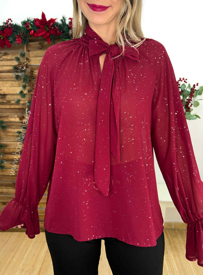 Camisa brillo burdeos