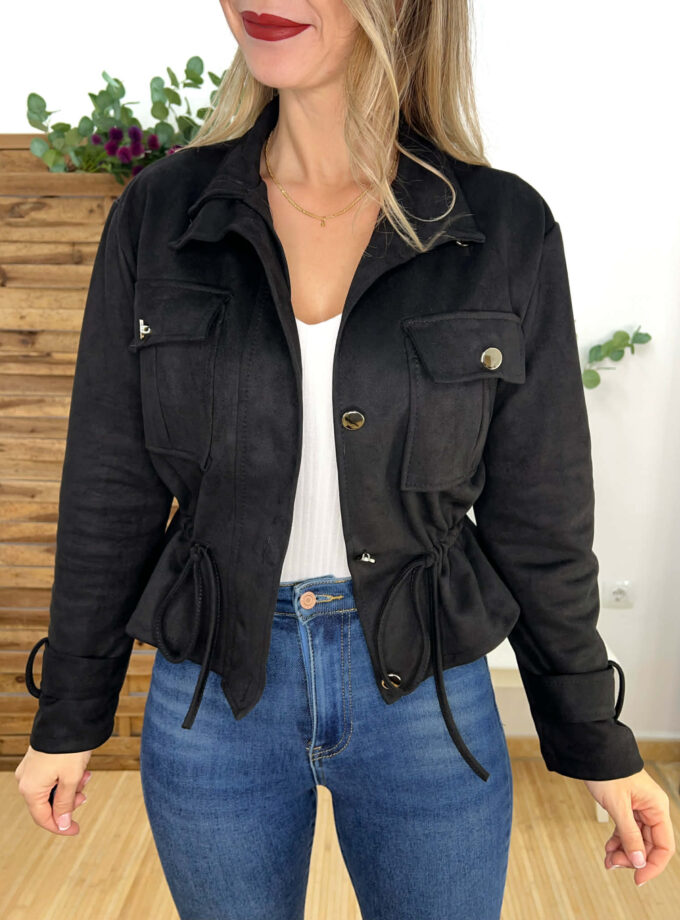 Chaqueta antelina negra