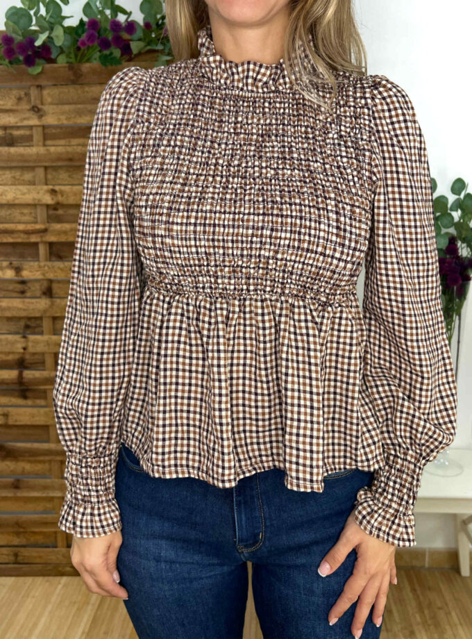 Blusa cuadros marrón