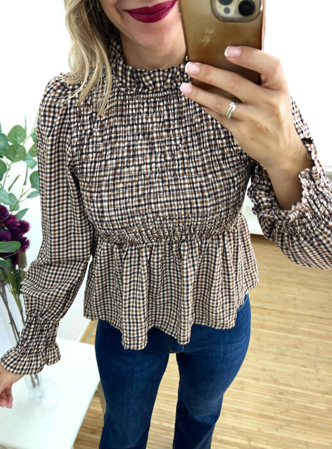Blusa cuadros marrón