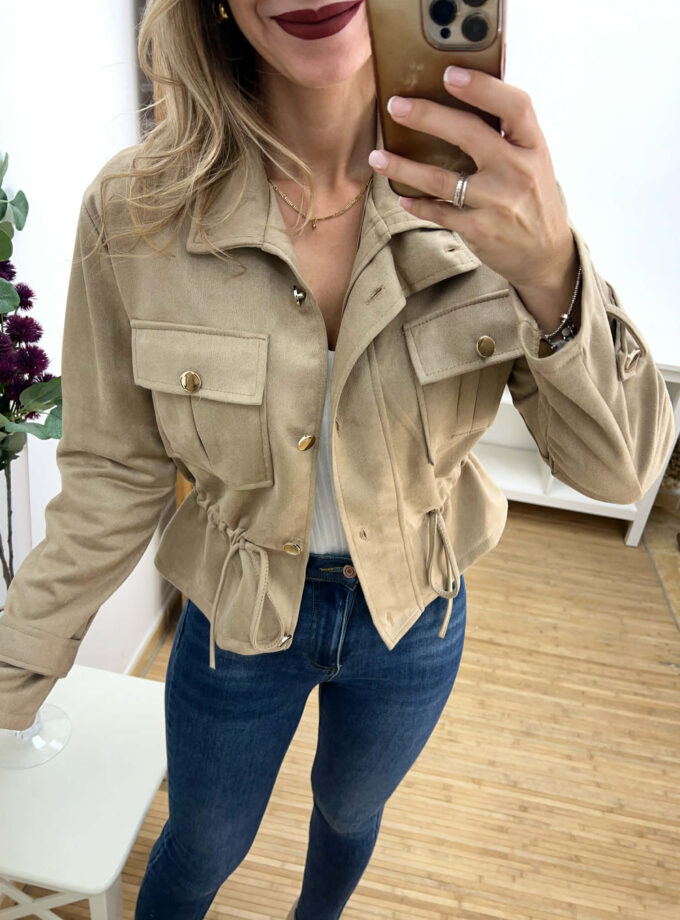 Chaqueta antelina beige