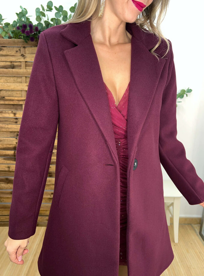 Abrigo paño burdeos