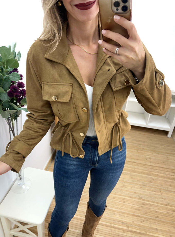 Chaqueta antelina camel