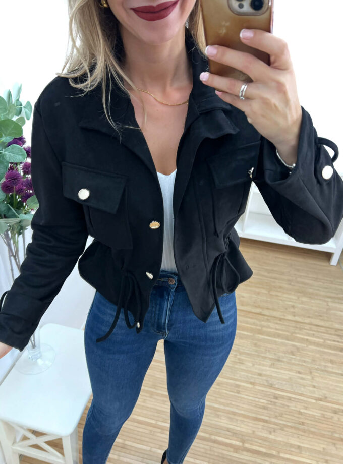 Chaqueta antelina negra