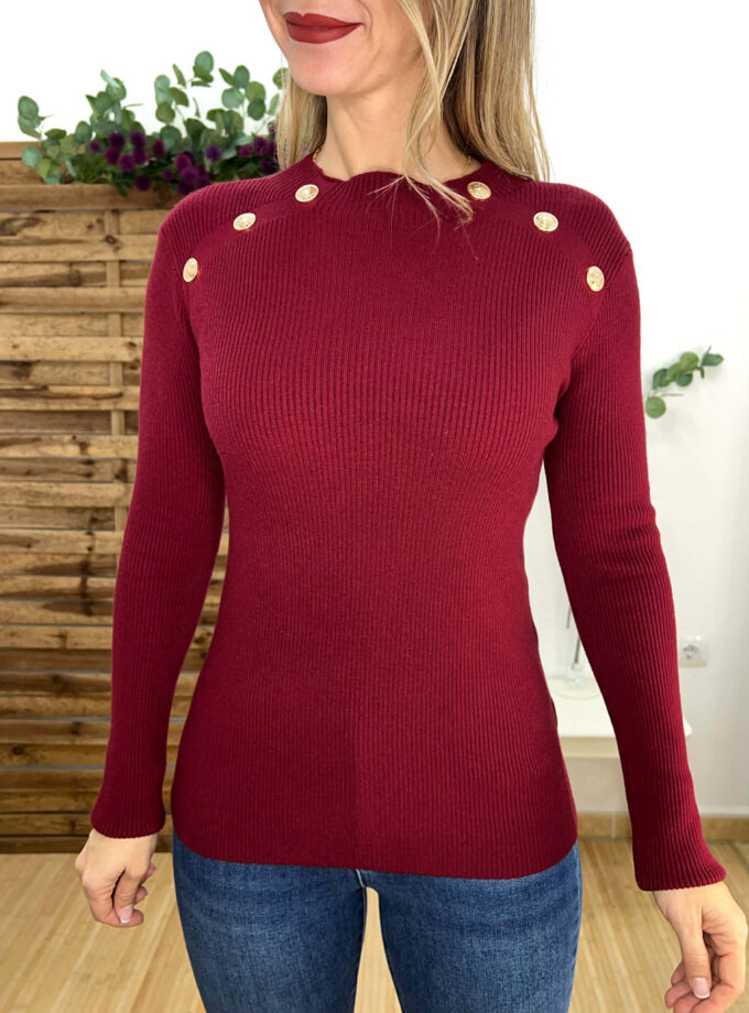 Jersey botones burdeos