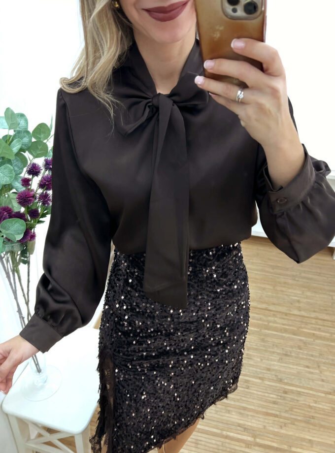 Camisa lazo chocolate