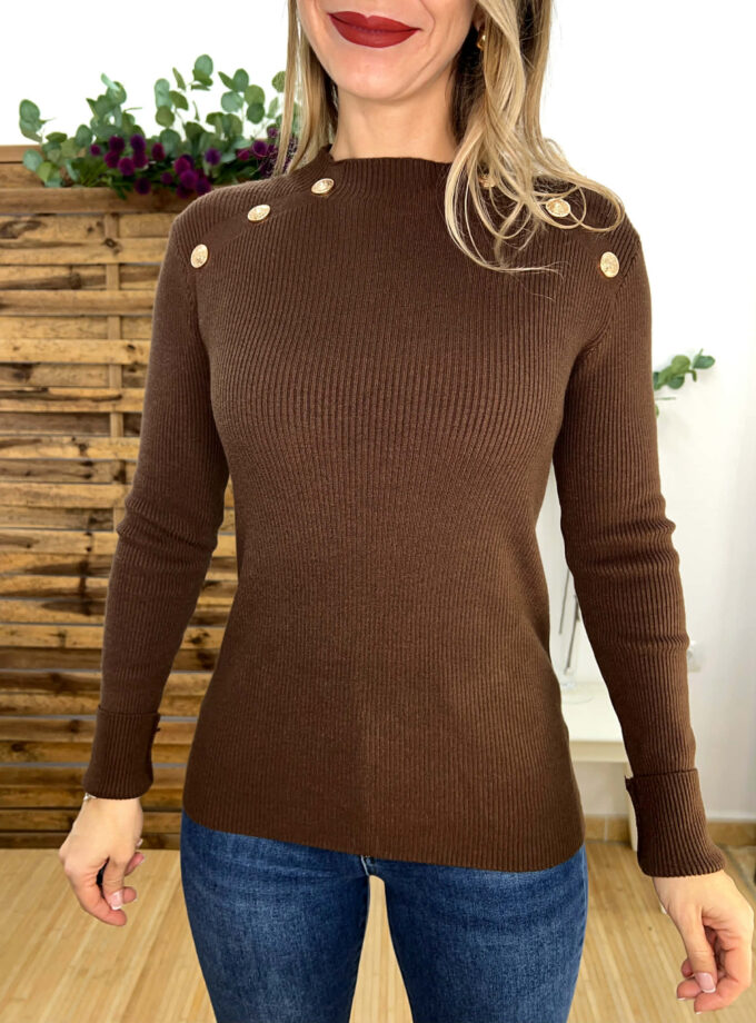 Jersey botones chocolate