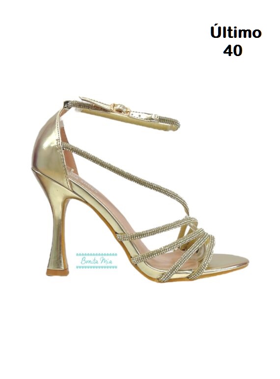 Sandalia strass dorado