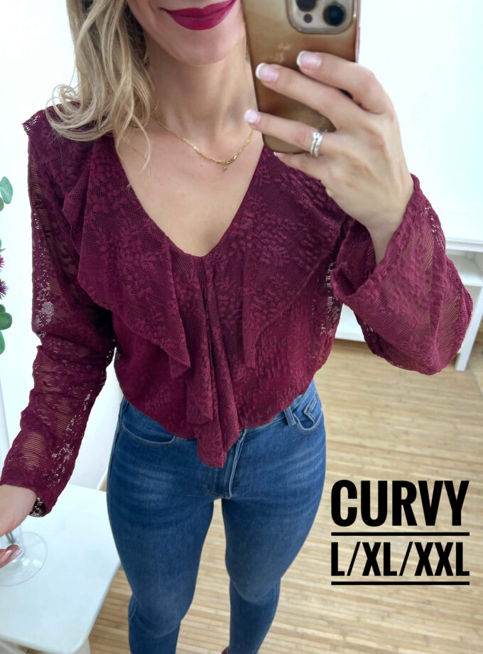 Blusa encaje burdeos