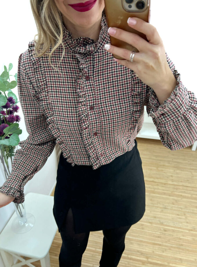 Camisa vichy burdeos