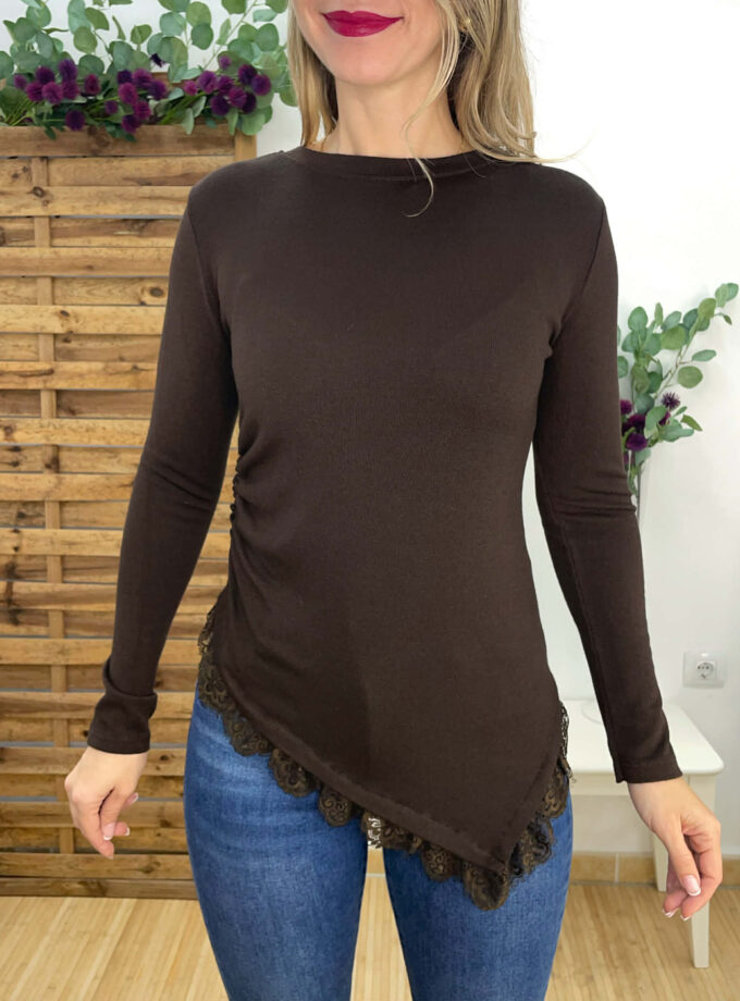 Suéter encaje marrón