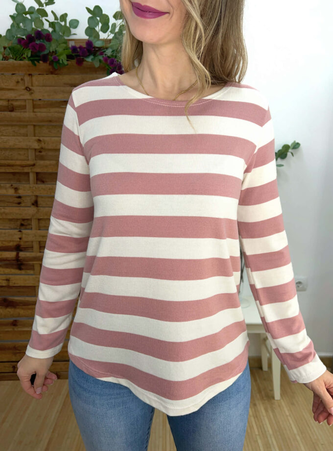 Suéter rayas rosa