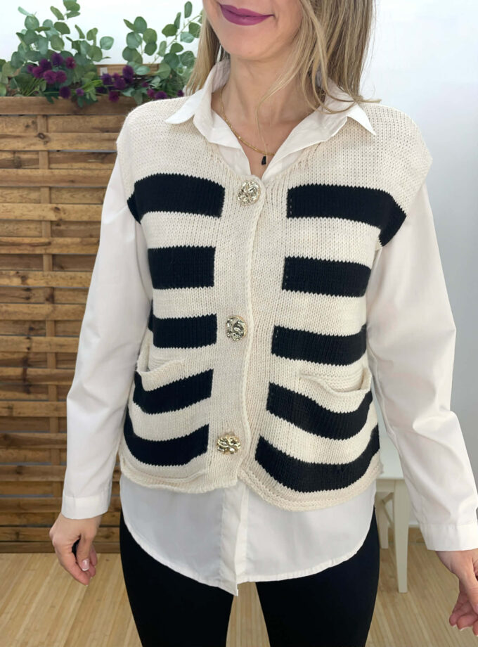 Chaleco rayas beige