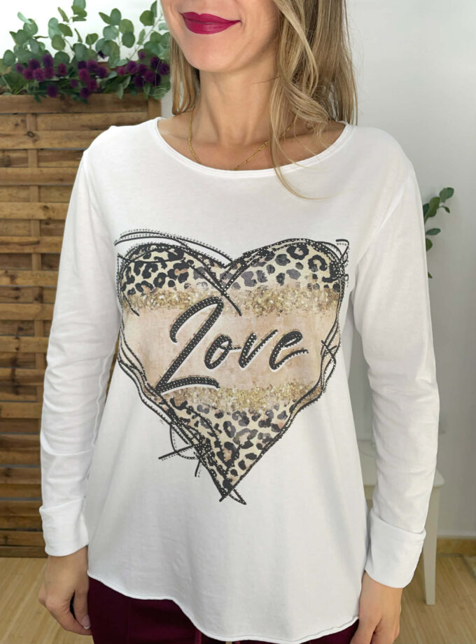 Camiseta love strass