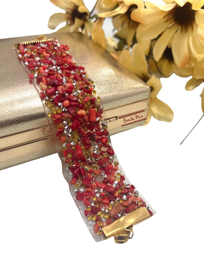 Brazalete piedras rojo