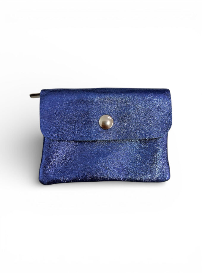 Monedero piel azul