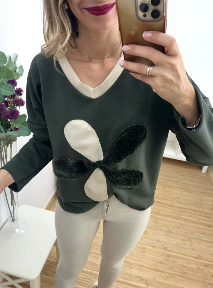 Sudadera flor verde