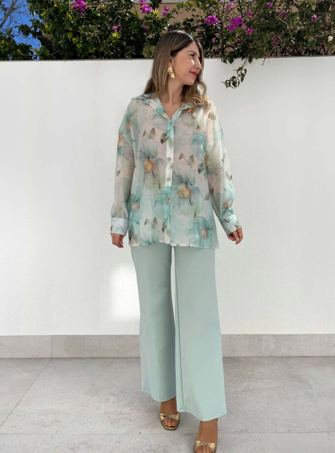 Camisa floral menta