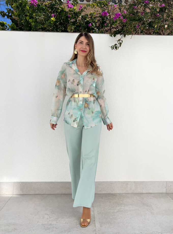Camisa floral menta