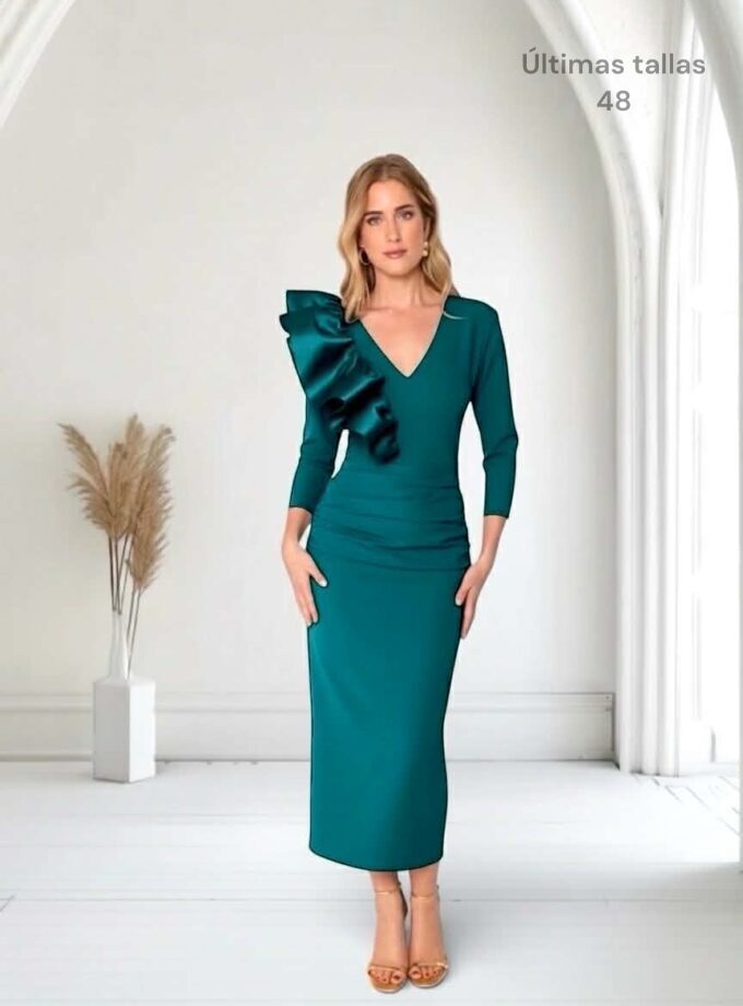 Vestido volante esmeralda