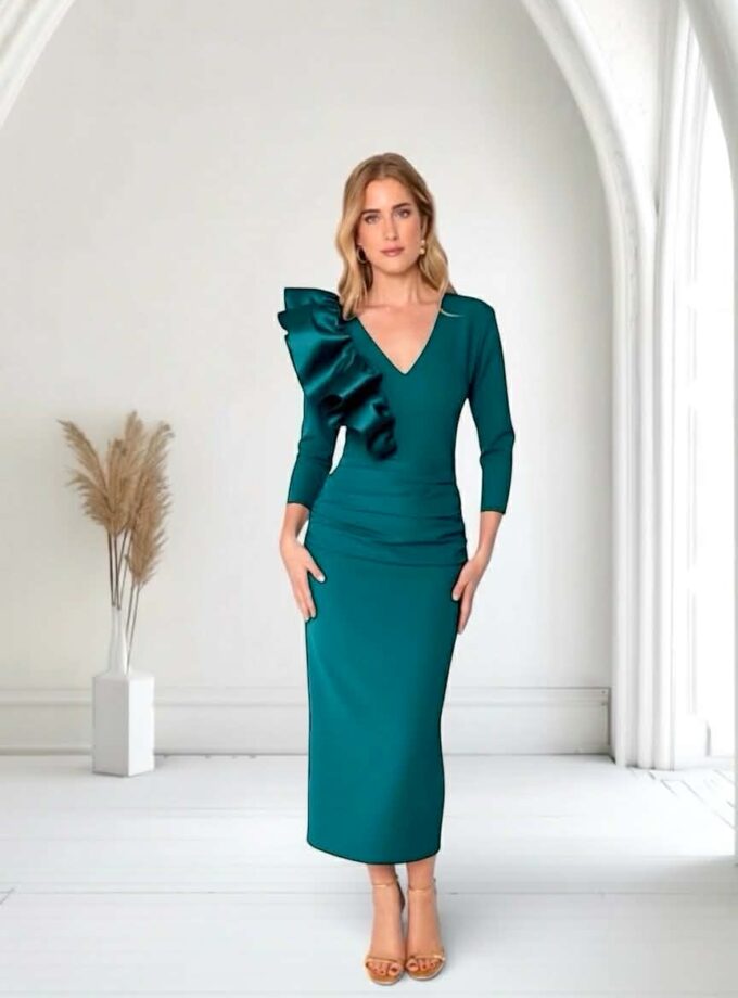 Vestido volante esmeralda