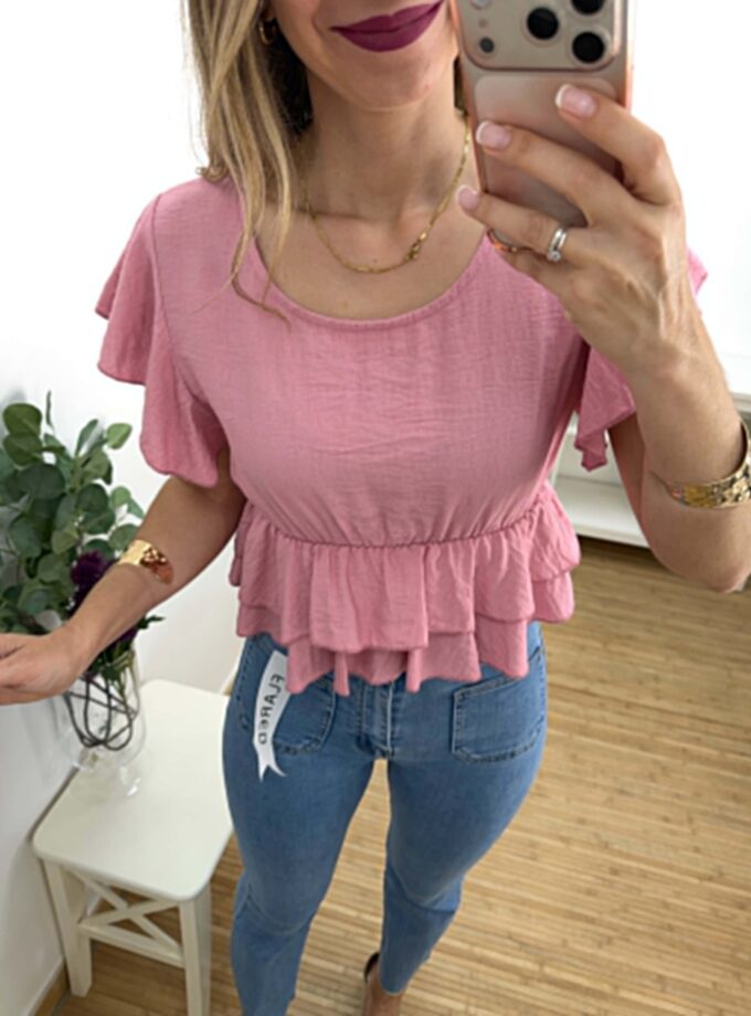 Top volantes rosa