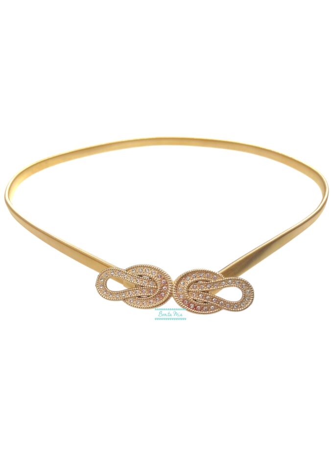 Cinturón nudo strass dorado