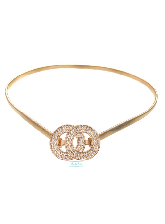 Cinturón dorado strass