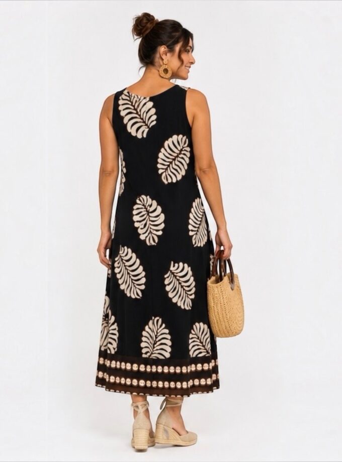 Vestido hojas negro