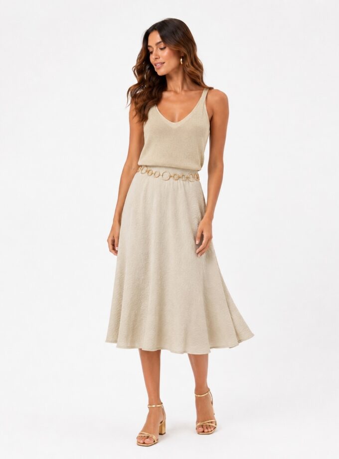 Falda midi beige