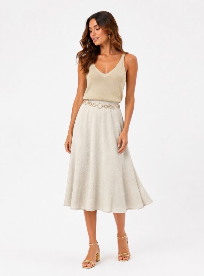 Falda midi beige