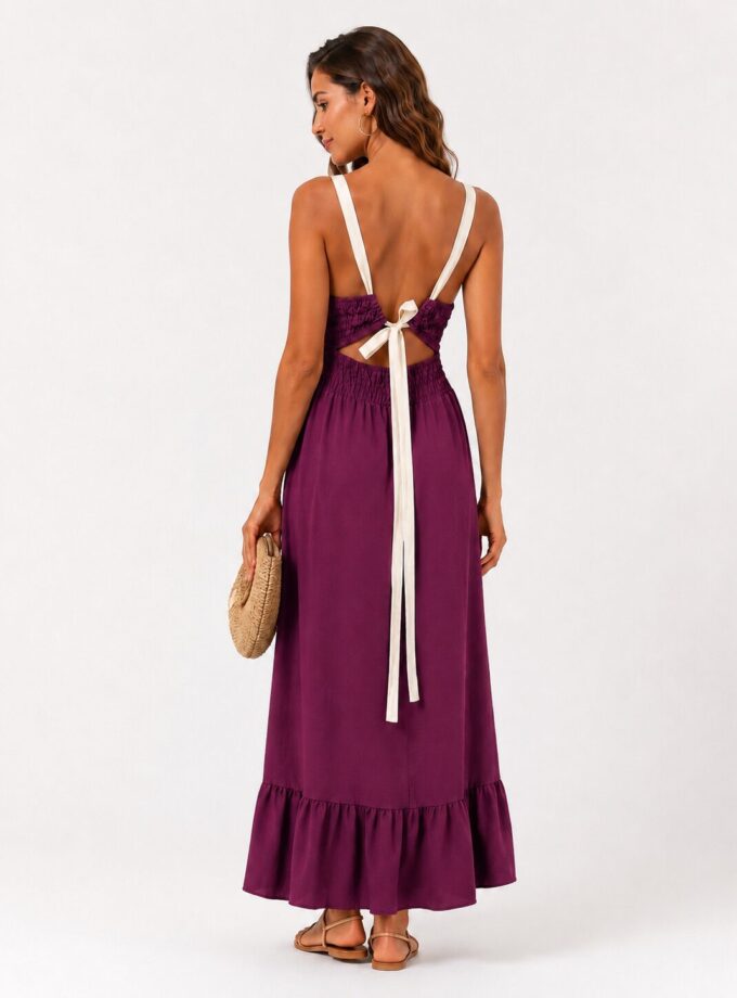 Vestido bicolor berenjena