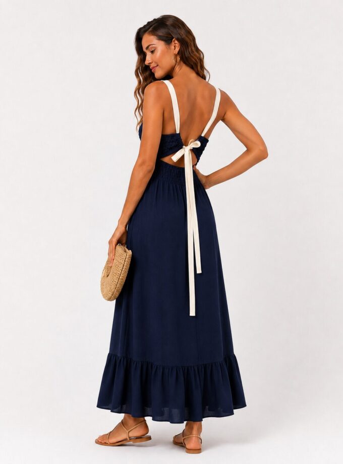 Vestido bicolor marino